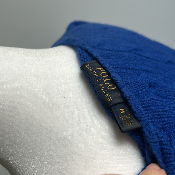 Polo Ralph Lauren blue vneck cable knit sweater lightweight 💙 - Picture 2 of 5